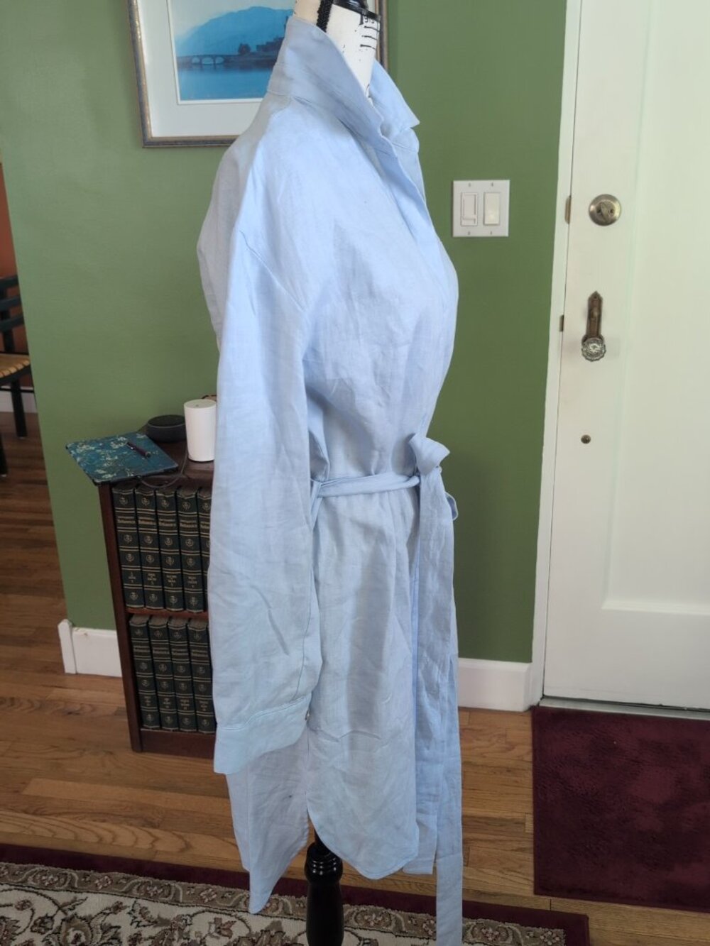 OnBir 100% Lite Blue Linen Dress NWT One Size - Picture 3 of 12